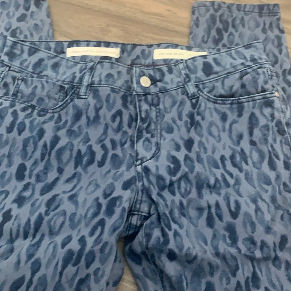 PILCRO skinny jeans blue leopard print